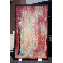 Broad Side of the Barn

	Fused glass painting by Greg Schadt.  Warm earth tones, natural metal and bits of dichroic glass. List price $4600.00